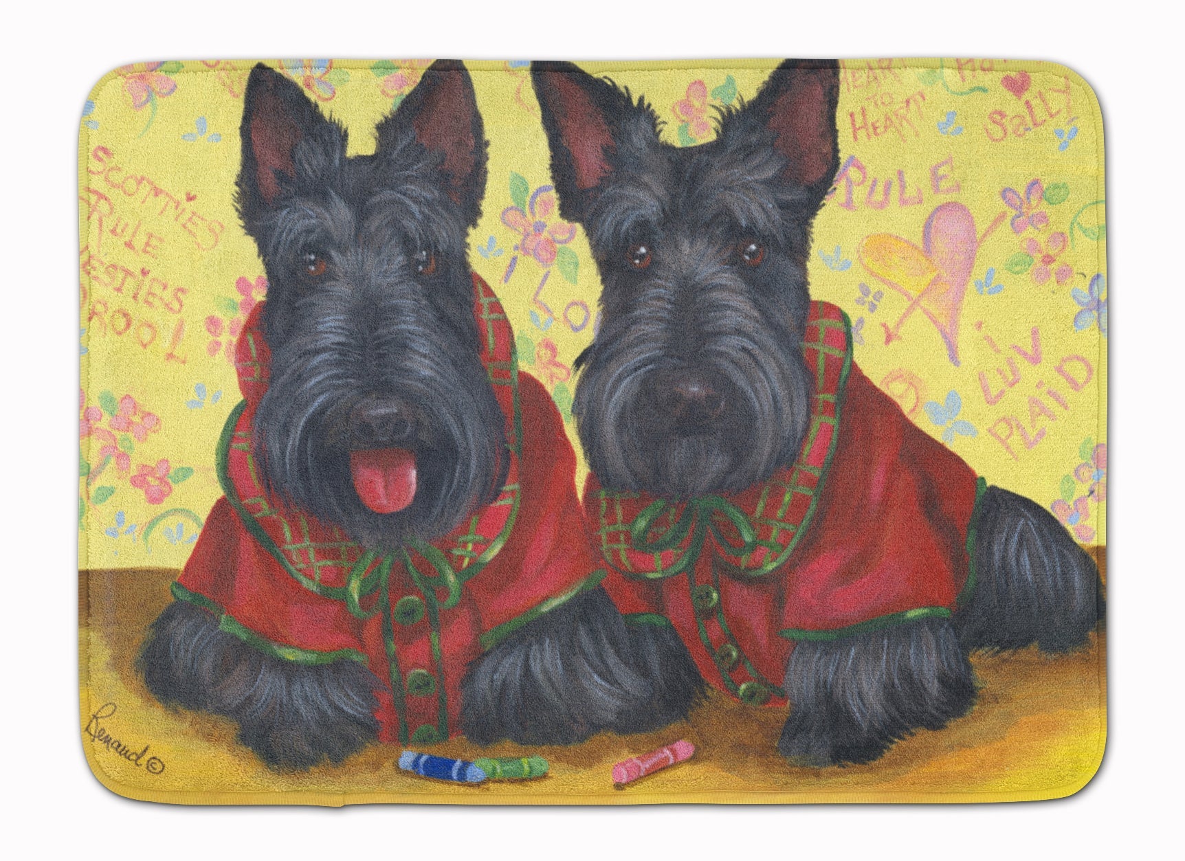 Scottish Terrier Scotties Rule Memory Foam Kitchen Mat Machine Washable Anti-Fatigue Cushion Comfort Bath or Kitchen Rug