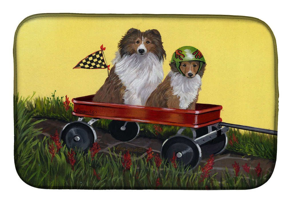Sheltie Sheepdog Express Dish Drying Mat Absorbent Dish Drying Mat Pad for Kitchen Counter Dish Drainer Mat for Countertop, 14 x 21", Multicolor