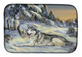 Siberian Husky Winterscape Dish Drying Mat Absorbent Dish Drying Mat Pad for Kitchen Counter Dish Drainer Mat for Countertop, 14 x 21", Multicolor