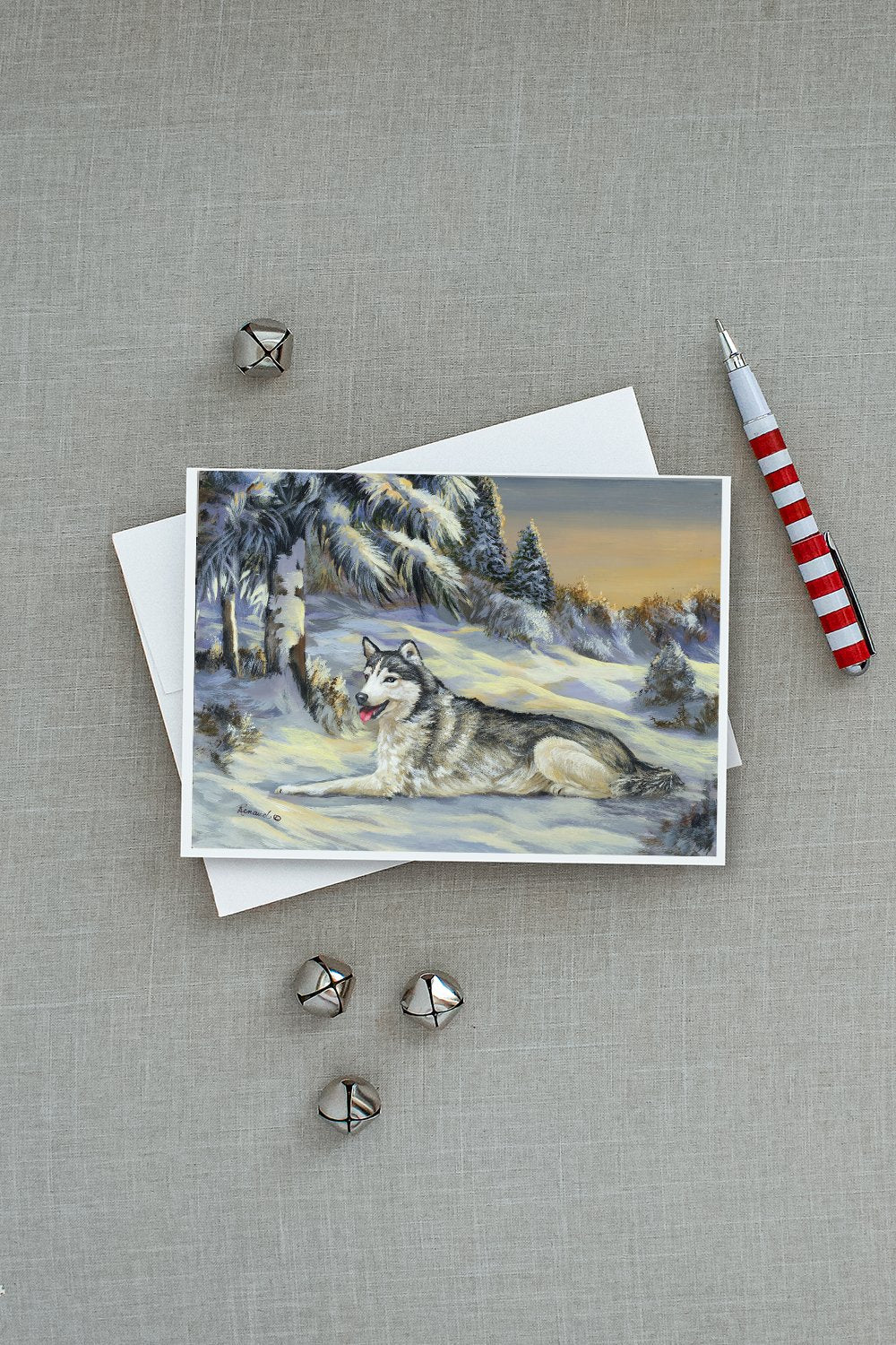Siberian Husky Winterscape Greeting Cards Pack of 8 Blank Cards with Envelopes Whimsical A7 Size 5x7