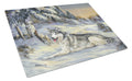 Siberian Husky Winterscape Cutting Board Tempered Glass Kitchen Cutting Surface, Heat Resistant Chopping, Non-Slip Feet, Food Prep & Serving