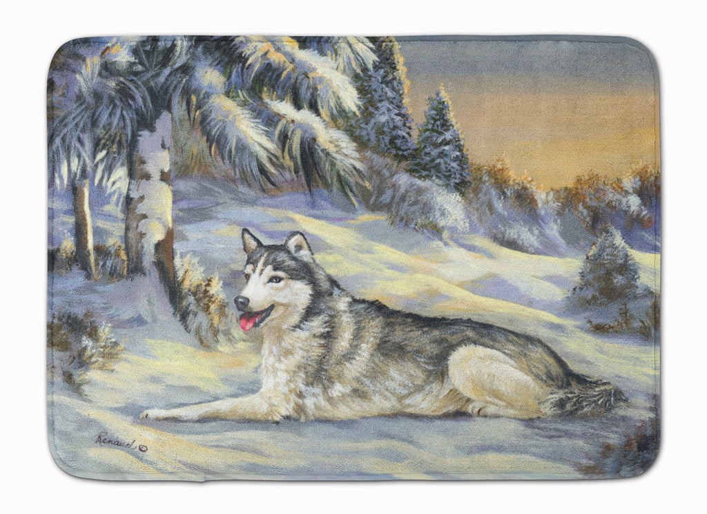 Siberian Husky Winterscape Memory Foam Kitchen Mat Machine Washable Anti-Fatigue Cushion Comfort Bath or Kitchen Rug