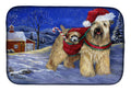 Wheaten Terrier Christmas Dish Drying Mat Absorbent Dish Drying Mat Pad for Kitchen Counter Dish Drainer Mat for Countertop, 14 x 21", Multicolor