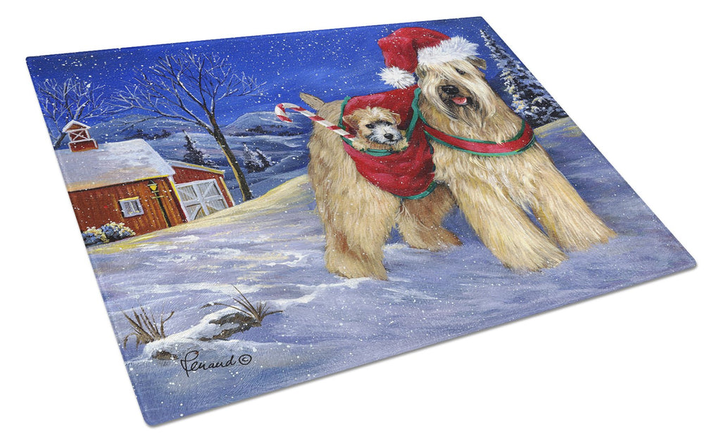 Wheaten Terrier Christmas Cutting Board Tempered Glass Kitchen Cutting Surface, Heat Resistant Chopping, Non-Slip Feet, Food Prep & Serving