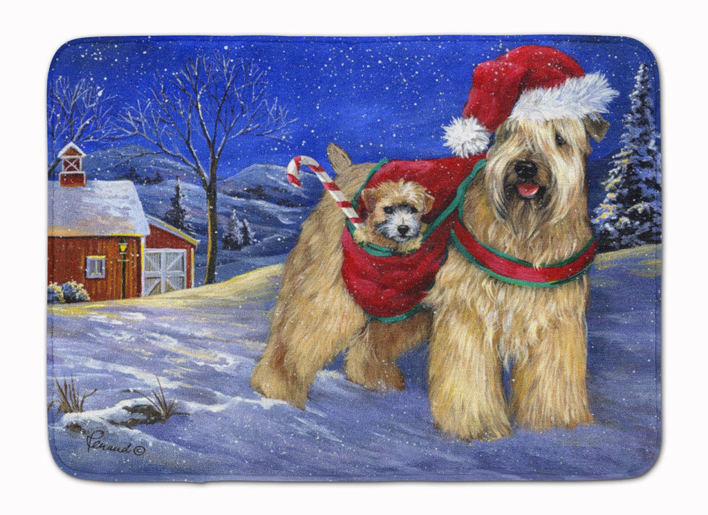 Wheaten Terrier Christmas Memory Foam Kitchen Mat Machine Washable Anti-Fatigue Cushion Comfort Bath or Kitchen Rug