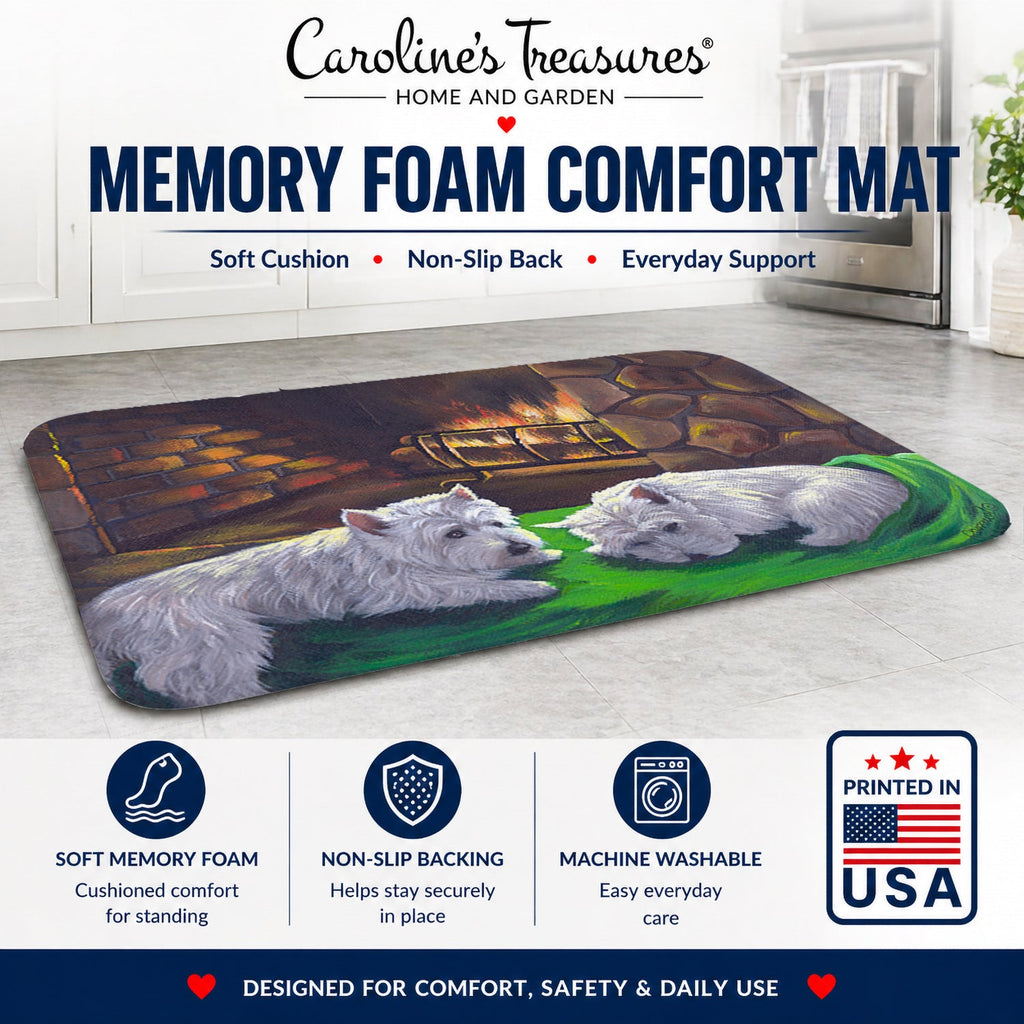 Westie A Winter's Night Memory Foam Kitchen Mat Machine Washable Anti-Fatigue Cushion Comfort Bath or Kitchen Rug