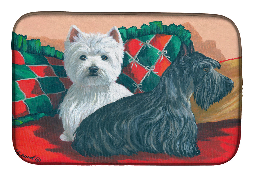 Westie and Scottie Great Scots Dish Drying Mat Absorbent Dish Drying Mat Pad for Kitchen Counter Dish Drainer Mat for Countertop, 14 x 21", Multicolor