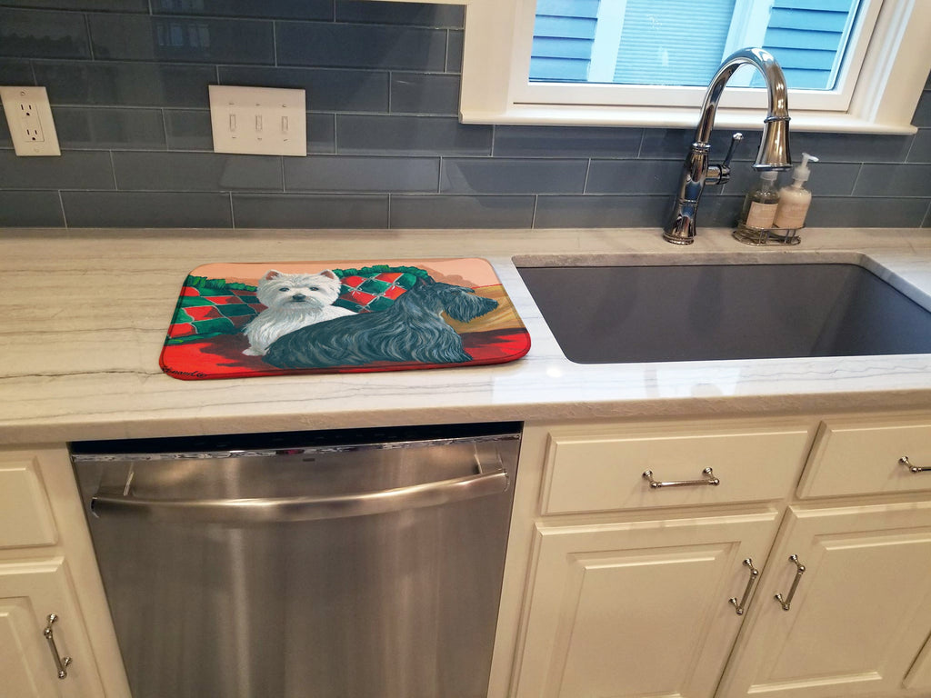 Westie and Scottie Great Scots Dish Drying Mat Absorbent Dish Drying Mat Pad for Kitchen Counter Dish Drainer Mat for Countertop, 14 x 21", Multicolor