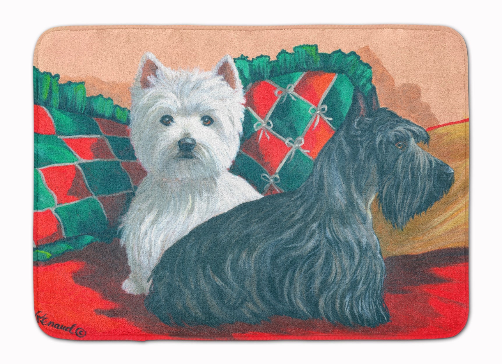 Westie and Scottie Great Scots Memory Foam Kitchen Mat Machine Washable Anti-Fatigue Cushion Comfort Bath or Kitchen Rug