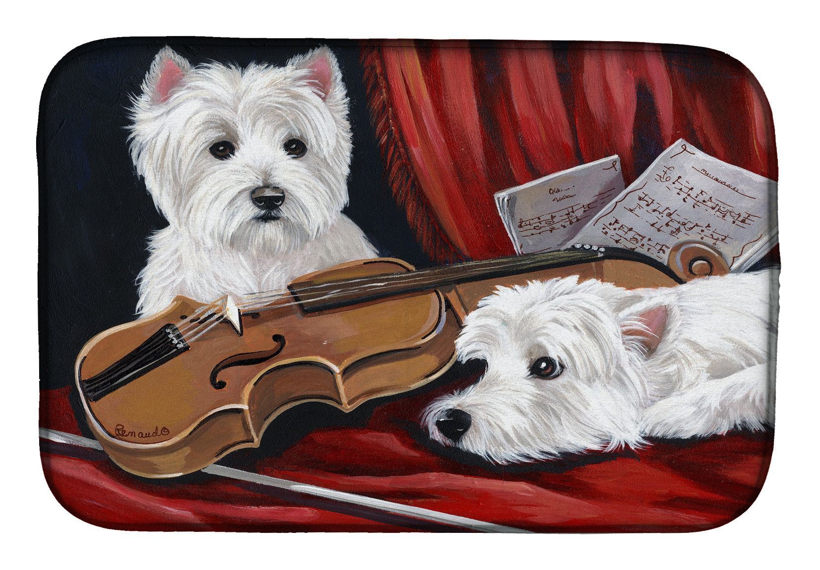 Westie Fiddlers Dish Drying Mat Absorbent Dish Drying Mat Pad for Kitchen Counter Dish Drainer Mat for Countertop, 14 x 21", Multicolor