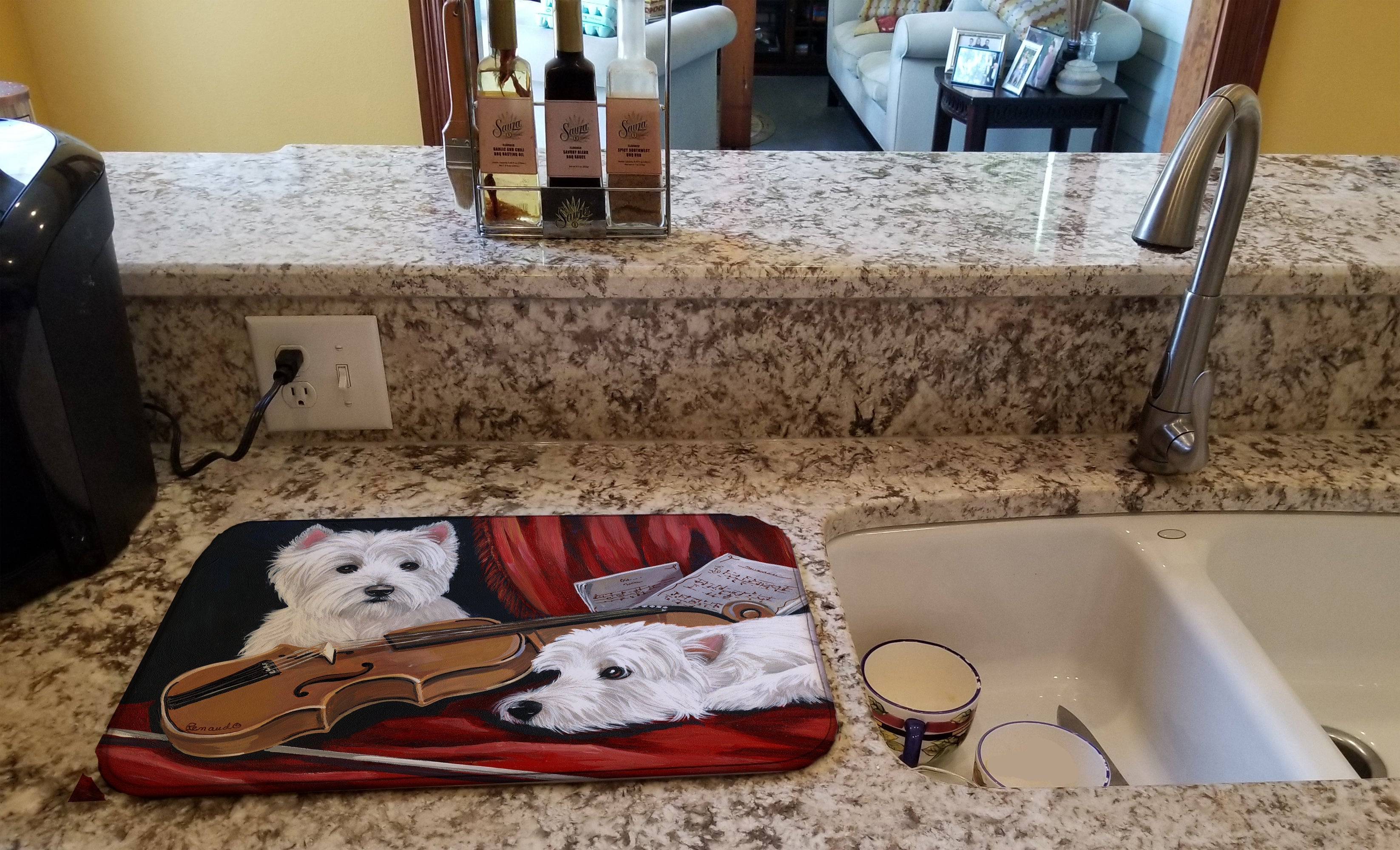 Westie Fiddlers Dish Drying Mat Absorbent Dish Drying Mat Pad for Kitchen Counter Dish Drainer Mat for Countertop, 14 x 21", Multicolor