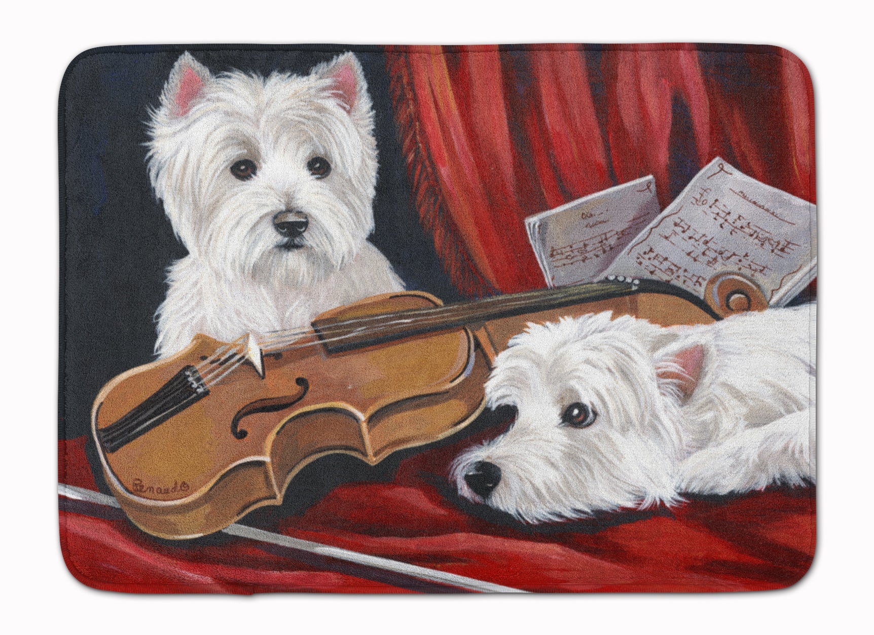 Westie Fiddlers Memory Foam Kitchen Mat Machine Washable Anti-Fatigue Cushion Comfort Bath or Kitchen Rug