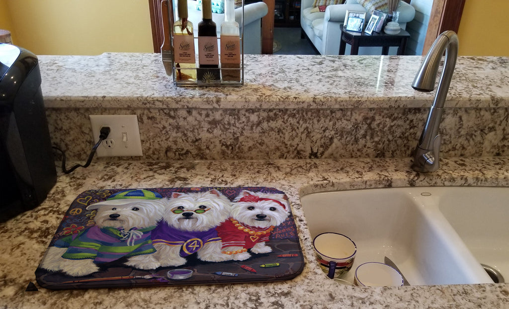 Westie Free Spirits Dish Drying Mat Absorbent Dish Drying Mat Pad for Kitchen Counter Dish Drainer Mat for Countertop, 14 x 21", Multicolor