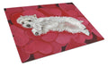 Westie Queen of Hearts Cutting Board Tempered Glass Kitchen Cutting Surface, Heat Resistant Chopping, Non-Slip Feet, Food Prep & Serving