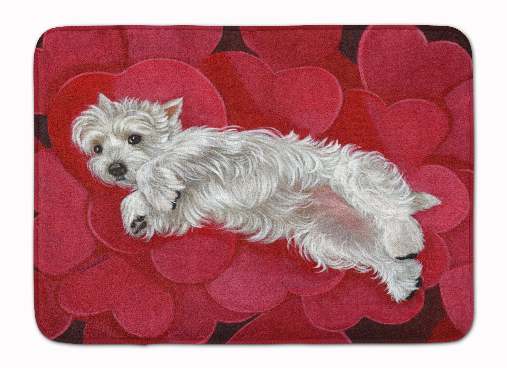 Westie Queen of Hearts Memory Foam Kitchen Mat Machine Washable Anti-Fatigue Cushion Comfort Bath or Kitchen Rug