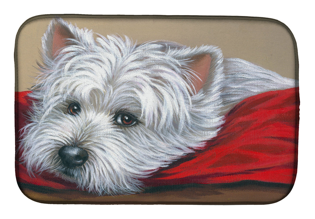 Westie Red Pillow Dish Drying Mat Absorbent Dish Drying Mat Pad for Kitchen Counter Dish Drainer Mat for Countertop, 14 x 21", Multicolor