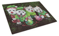 Westie Christmas Santa's Assistants Cutting Board Tempered Glass Kitchen Cutting Surface, Heat Resistant Chopping, Non-Slip Feet, Food Prep & Serving
