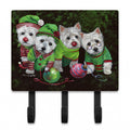 Westie Christmas Santa's Assistants Leash or Key Holder Wall Hooks, Coat Rack Wall Mount, for Hanging Keys, Towels, Aprons, Leashes