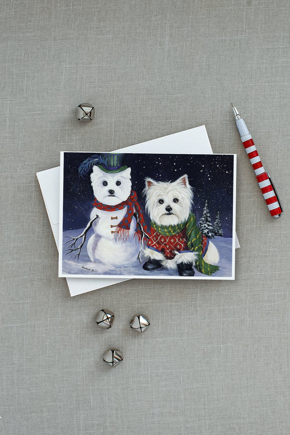 Westie Christmas Self Portrait Greeting Cards Pack of 8 Blank Cards with Envelopes Whimsical A7 Size 5x7