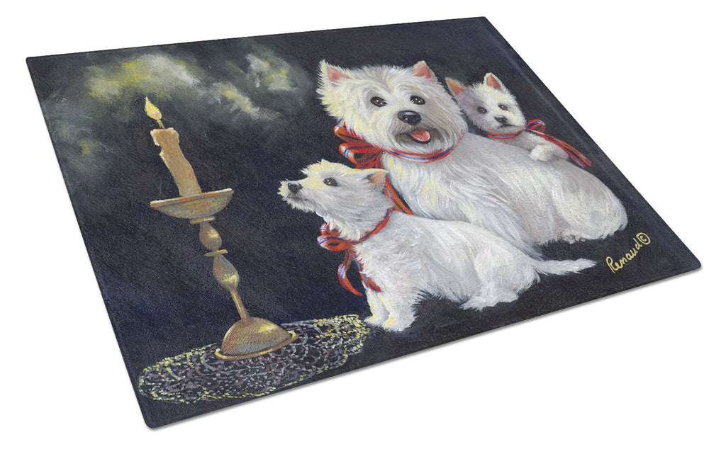 Westie Westie's Aglow Cutting Board Tempered Glass Kitchen Cutting Surface, Heat Resistant Chopping, Non-Slip Feet, Food Prep & Serving