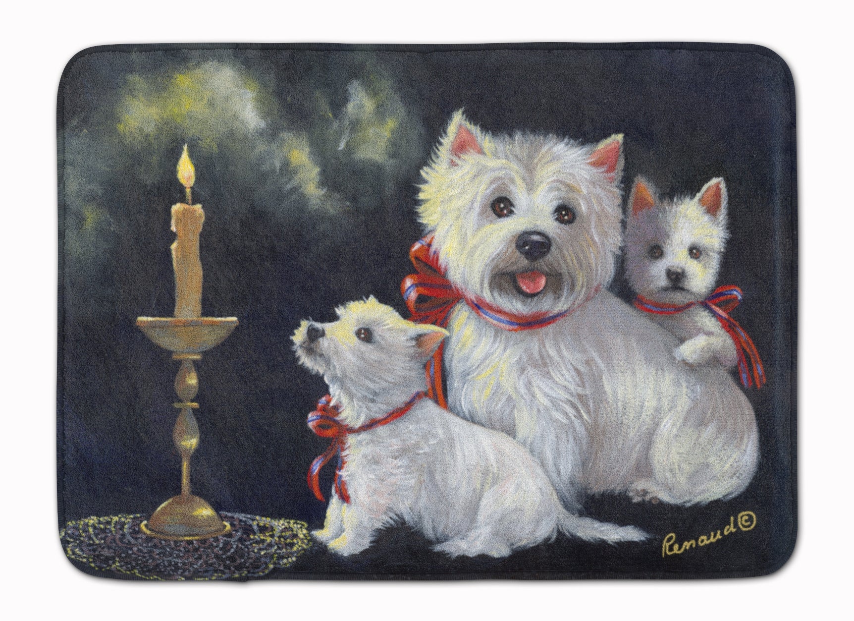 Westie Westie's Aglow Memory Foam Kitchen Mat Machine Washable Anti-Fatigue Cushion Comfort Bath or Kitchen Rug