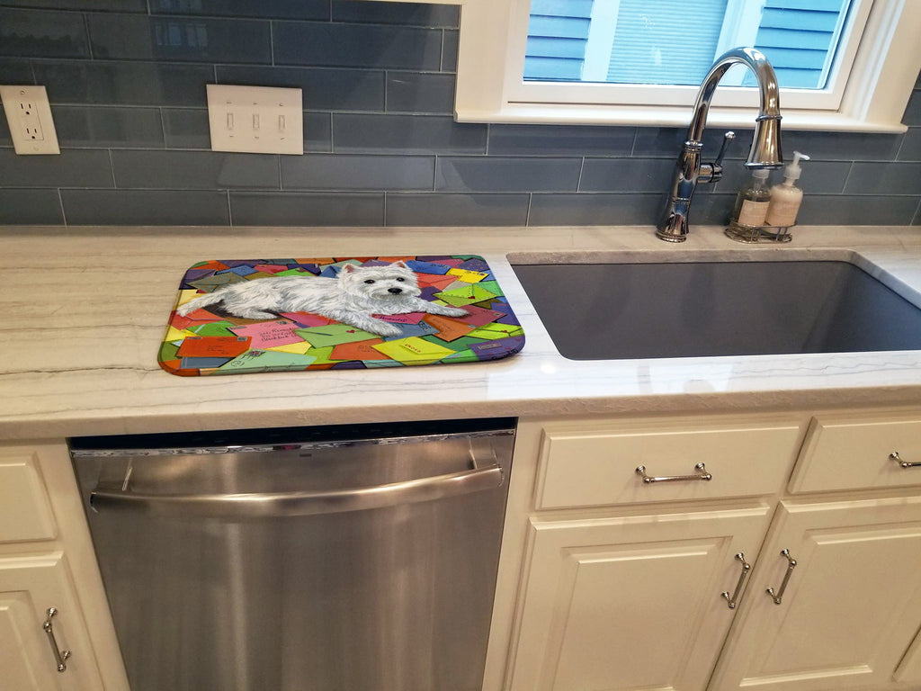 Westie Zoe's Mail Dish Drying Mat Absorbent Dish Drying Mat Pad for Kitchen Counter Dish Drainer Mat for Countertop, 14 x 21", Multicolor