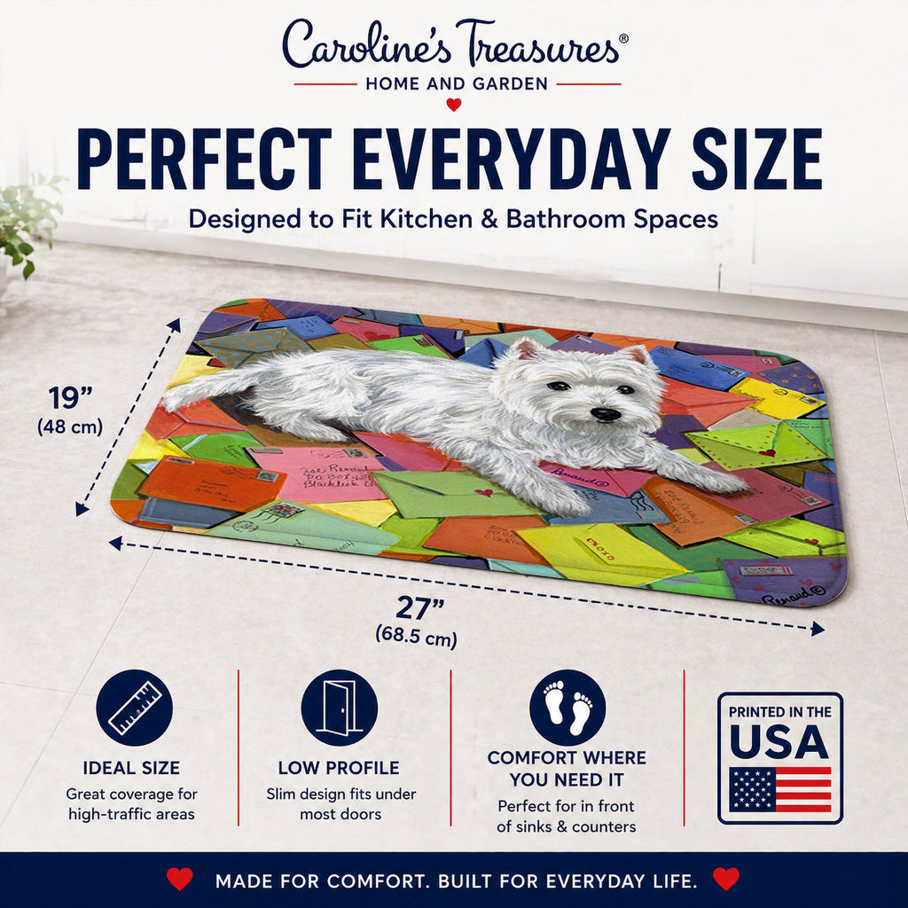 Westie Zoe's Mail Memory Foam Kitchen Mat Machine Washable Anti-Fatigue Cushion Comfort Bath or Kitchen Rug