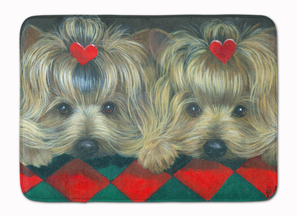 Yorkshire Terrier Yorkie 2 Hearts Memory Foam Kitchen Mat Machine Washable Anti-Fatigue Cushion Comfort Bath or Kitchen Rug