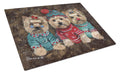 Yorkshire Terrier Yorkie Christmas Elves Cutting Board Tempered Glass Kitchen Cutting Surface, Heat Resistant Chopping, Non-Slip Feet, Food Prep & Serving