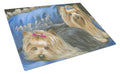 Yorkshire Terrier Yorkie Satin and Lace Cutting Board Tempered Glass Kitchen Cutting Surface, Heat Resistant Chopping, Non-Slip Feet, Food Prep & Serving