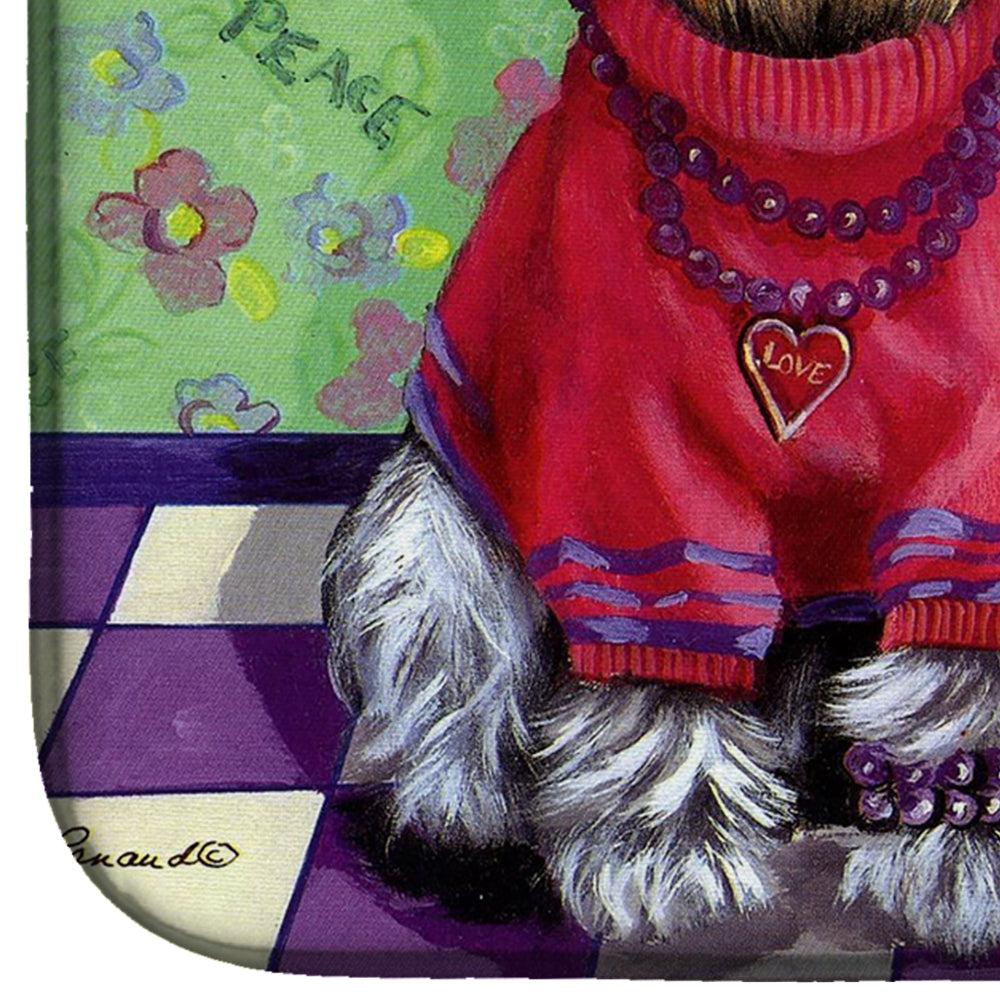 Schnauzer Love and Peace Dish Drying Mat Absorbent Dish Drying Mat Pad for Kitchen Counter Dish Drainer Mat for Countertop, 14 x 21", Multicolor