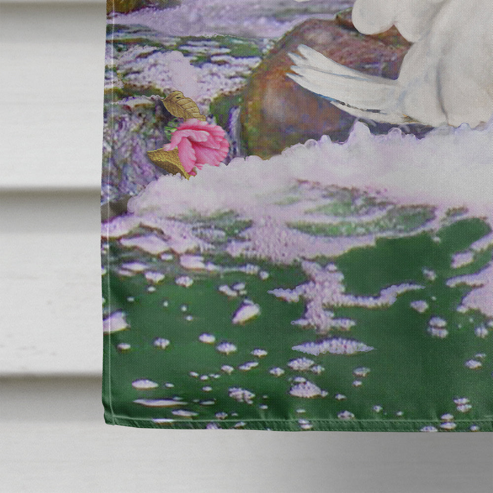 Swan Bathing at Waterfall House Flag 28x40 Porch Sleeve Pole Decorative Outside Yard Banner Artwork Wall Hanging, Polyester