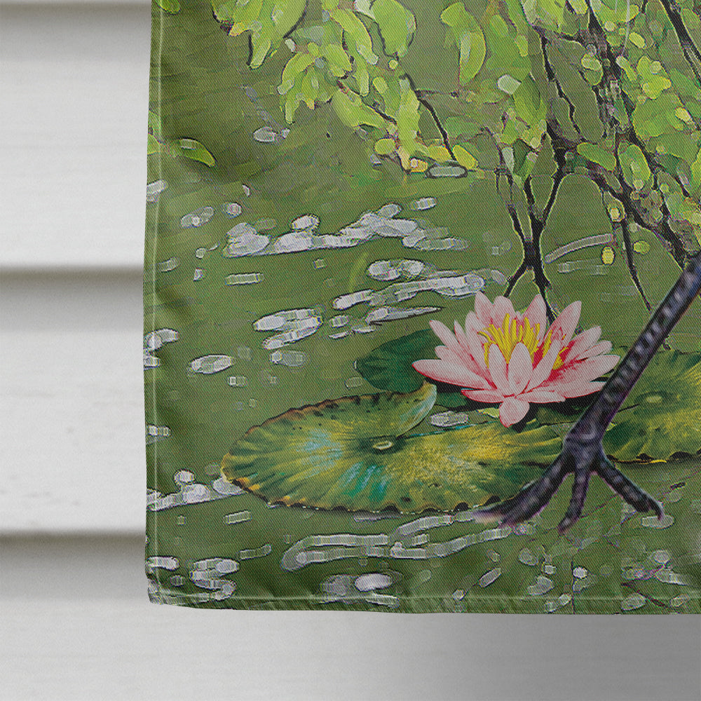 Snowy Egret Under Plum Tree House Flag 28x40 Porch Sleeve Pole Decorative Outside Yard Banner Artwork Wall Hanging, Polyester