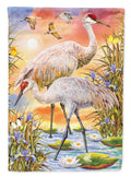 Sandhill Cranes House Flag 28x40 Porch Sleeve Pole Decorative Outside Yard Banner Artwork Wall Hanging, Polyester
