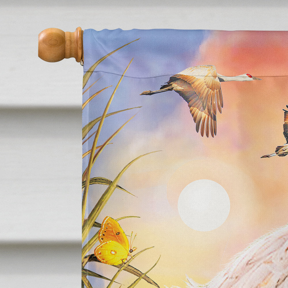 Sandhill Cranes House Flag 28x40 Porch Sleeve Pole Decorative Outside Yard Banner Artwork Wall Hanging, Polyester