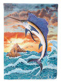 Sailfish at Sunset House Flag 28x40 Porch Sleeve Pole Decorative Outside Yard Banner Artwork Wall Hanging, Polyester