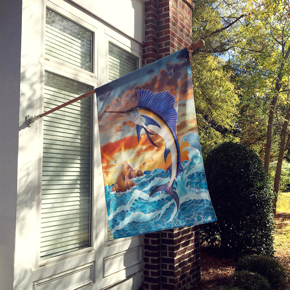Sailfish at Sunset House Flag 28x40 Porch Sleeve Pole Decorative Outside Yard Banner Artwork Wall Hanging, Polyester