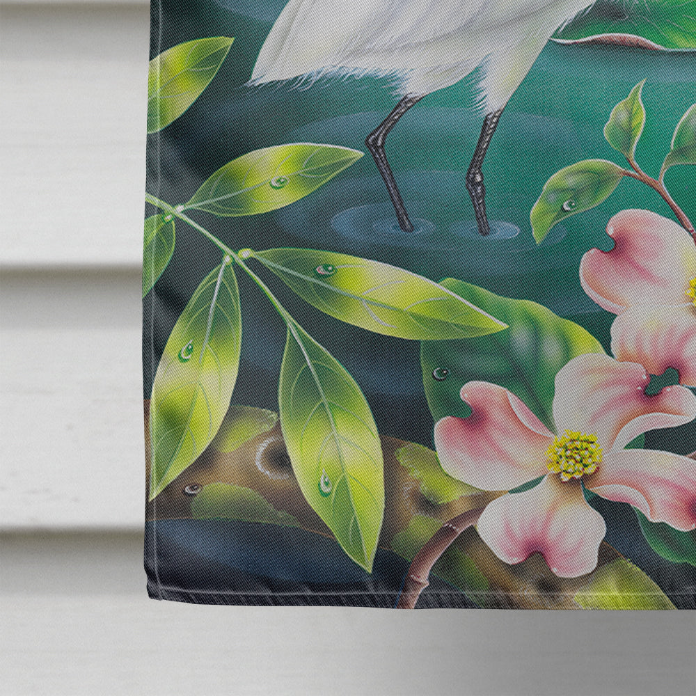 River Egret House Flag 28x40 Porch Sleeve Pole Decorative Outside Yard Banner Artwork Wall Hanging, Polyester