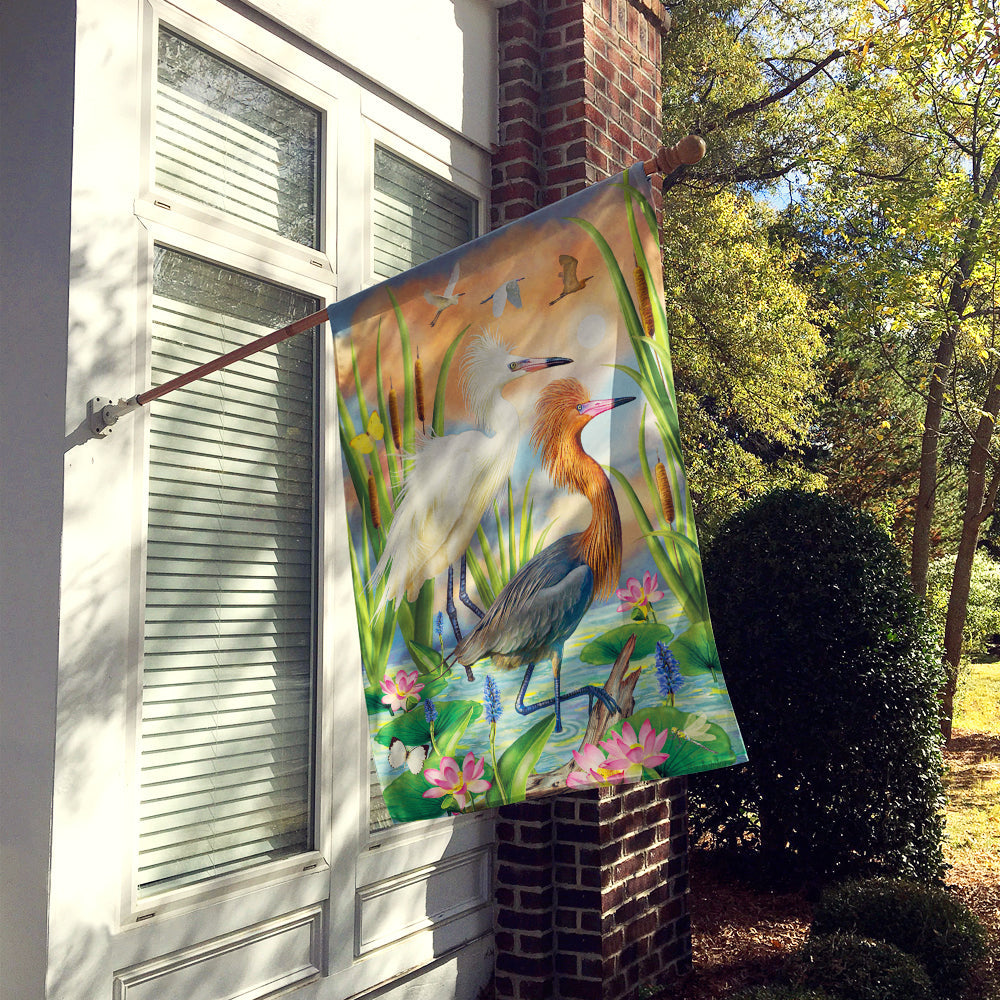 Reddish Heron Two Phases House Flag 28x40 Porch Sleeve Pole Decorative Outside Yard Banner Artwork Wall Hanging, Polyester
