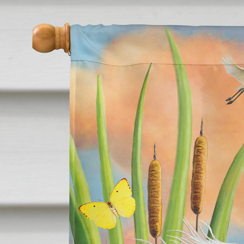 Reddish Heron Two Phases House Flag 28x40 Porch Sleeve Pole Decorative Outside Yard Banner Artwork Wall Hanging, Polyester