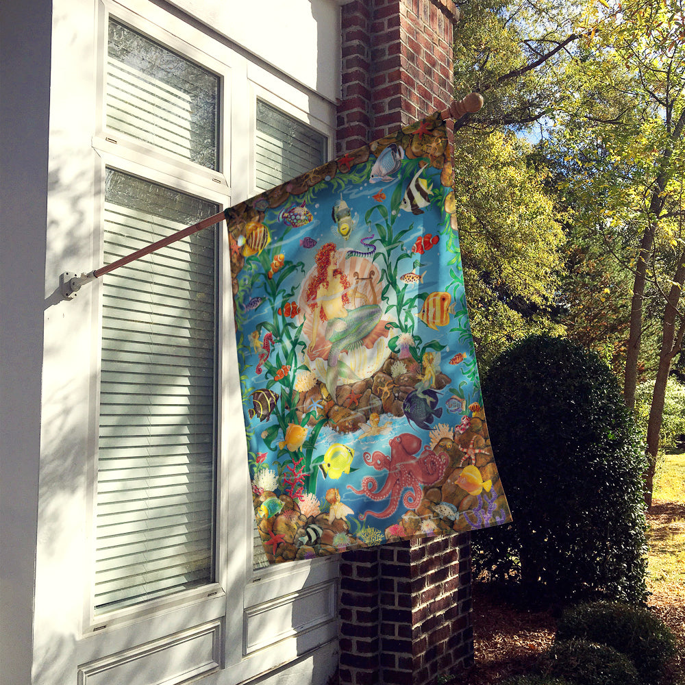 Mermaid's Song House Flag 28x40 Porch Sleeve Pole Decorative Outside Yard Banner Artwork Wall Hanging, Polyester