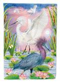 Little Blue And Snowy Heron House Flag 28x40 Porch Sleeve Pole Decorative Outside Yard Banner Artwork Wall Hanging, Polyester