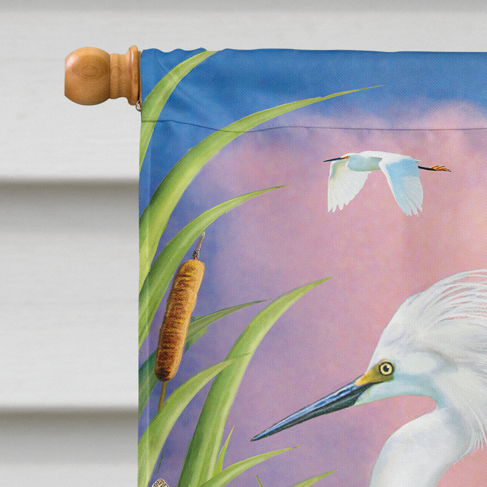 Little Blue And Snowy Heron House Flag 28x40 Porch Sleeve Pole Decorative Outside Yard Banner Artwork Wall Hanging, Polyester