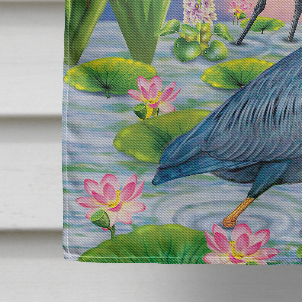 Little Blue And Snowy Heron House Flag 28x40 Porch Sleeve Pole Decorative Outside Yard Banner Artwork Wall Hanging, Polyester