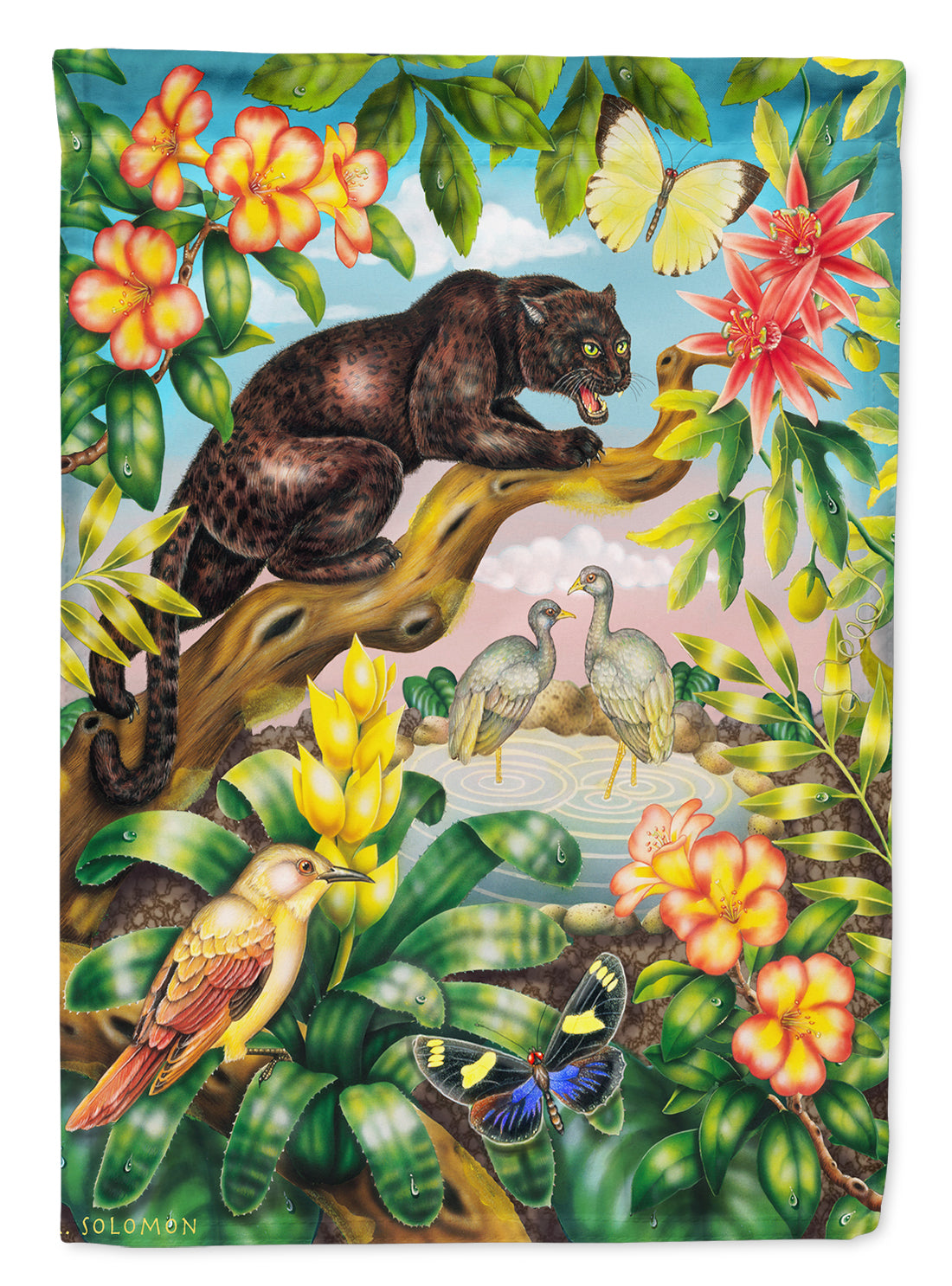 King of the Jungle House Flag 28x40 Porch Sleeve Pole Decorative Outside Yard Banner Artwork Wall Hanging, Polyester