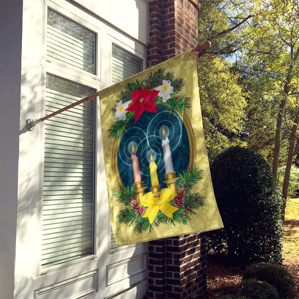 Holy Night Christmas Candle Wreath House Flag 28x40 Porch Sleeve Pole Decorative Outside Yard Banner Artwork Wall Hanging, Polyester