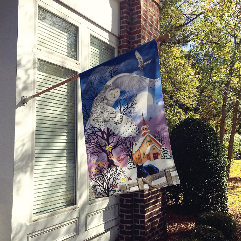 Owl Halloween Moon House Flag 28x40 Porch Sleeve Pole Decorative Outside Yard Banner Artwork Wall Hanging, Polyester
