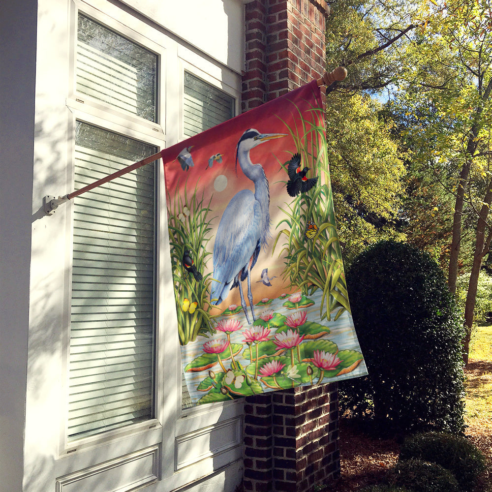 Great Blue Heron House Flag 28x40 Porch Sleeve Pole Decorative Outside Yard Banner Artwork Wall Hanging, Polyester