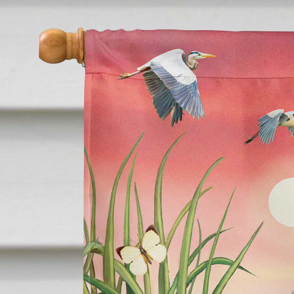 Great Blue Heron House Flag 28x40 Porch Sleeve Pole Decorative Outside Yard Banner Artwork Wall Hanging, Polyester