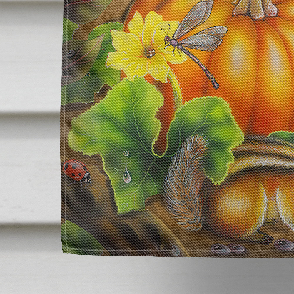 Cat Fuzzy in the Pumpkin Patch House Flag 28x40 Porch Sleeve Pole Decorative Outside Yard Banner Artwork Wall Hanging, Polyester
